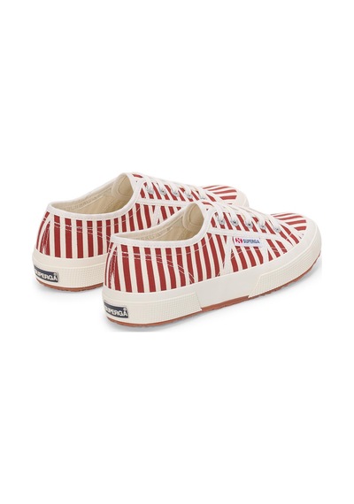Superga 2750 Stripes Print Unisex Beyaz-kırmızı Bileksiz Sneaker Beyaz-kırmızı-456