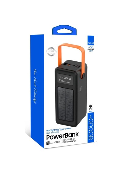 Acl 80000 Mah Powerbank Göstergeli Powerbank Solar Fenerli Güneş Enerjili 80000 Powerbank