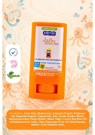 Babyton Doğal Güneş Koruyucu Stick 30 SPF 20 GR