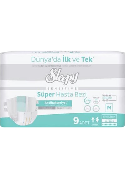 Sleepy Süper Hasta Bezi Antibakteriyel Medium Boy M 85 - 125 Cm 9 Adet Diğer