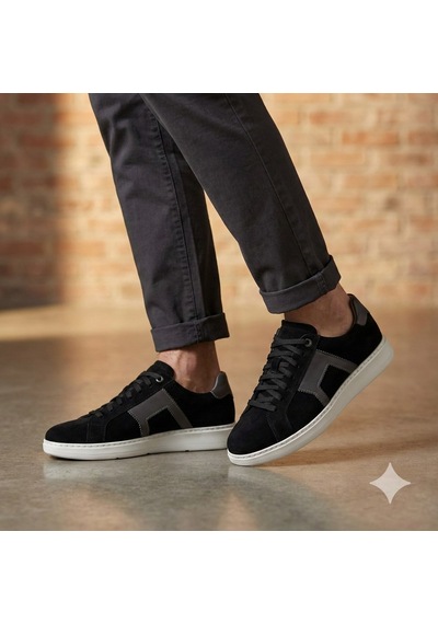 Marcobranchını Bağcıklı Hakiki Deri Erkek Sneaker Ayakkabı 614091m Sıyah