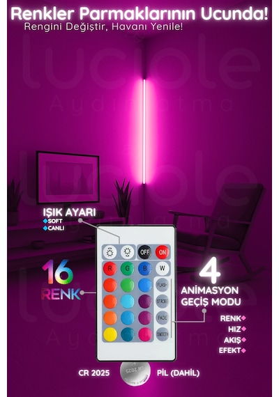 Uzaktan Kumandalı Led Lamba - Yatak Üstü, Tv Yanı ,oturma Odası - Rgb Çok Renkli Ledap13