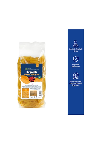 Ots Organik Kalem Makarna 500 gr (Organik Sertifikalı, Pestisit Analizli)