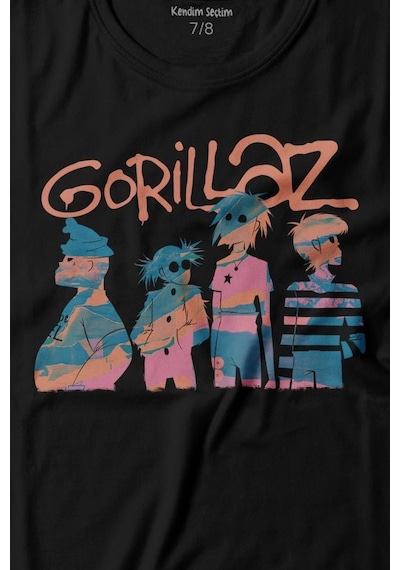 Kendim Seçtim Gorillaz 2d Rock Blur Damon Albarn Feel Good Urban Baskılı Tişört Çocuk T-shirt 001
