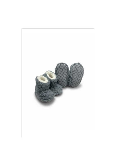 Balbeybi Unisex Gri Polar Çocuk Pandufu Yumuşak, Kaymaz, Tüylenmeyen Welsoft Patik Gri