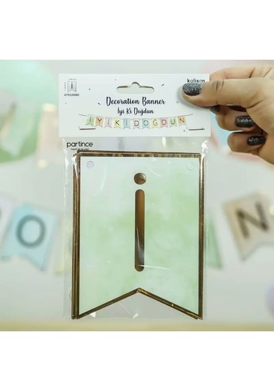 Makaron Renkli Gold Yazılı İyi Ki Doğdun Doğum Günü Yazısı Banner Tüm Yaşlar