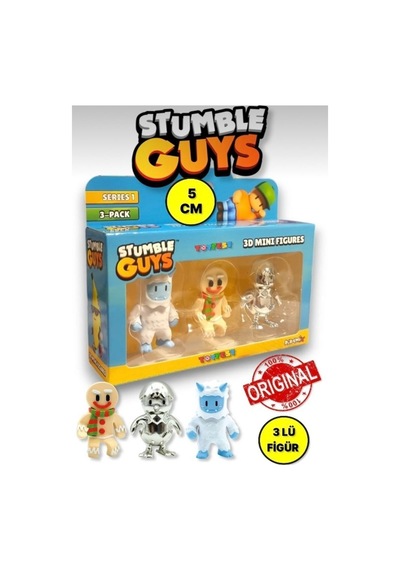 Stumble Guys Seri 1 - 3d Mini 3 Lü Figür Seti - 3 Adet Frost Yeti Gingerbread Hatchling - 5 Cm