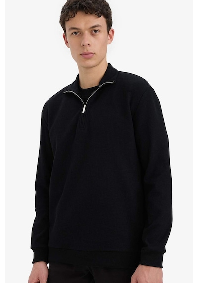 DeFacto Comfort Fit Dik Yaka Dokulu Yarım Fermuarlı Waffle Sweatshirt D7543AX25SPBK81 DeFacto Comfort Fit Dik Yaka Dokulu Yarım Fermuarlı Waffle Sweatshirt D7543AX25SPBK81