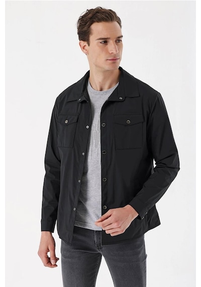 Slim Fit Çıt Çıt Kapamalı Yan Ve Üstten Kapak Cepli Astarlı Ince Baharlık Mont 001