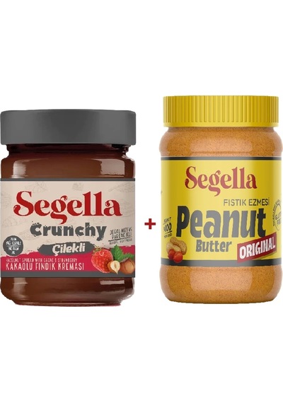 Segella Çilekli Meyve Parçacıklı Kakaolu Fındık Kreması + %100 Fıstık Ezmesi Original 2 x 350 G