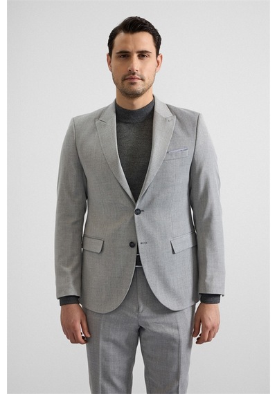 Süvari Gri Slim Sivri Yaka 6 Drop Takım Elbise Tk1020000343-s05 Gri