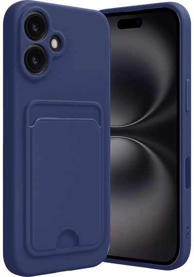 Newface Apple İphone 16 Kılıf Kelvin Kartvizitli Silikon - Lacivert