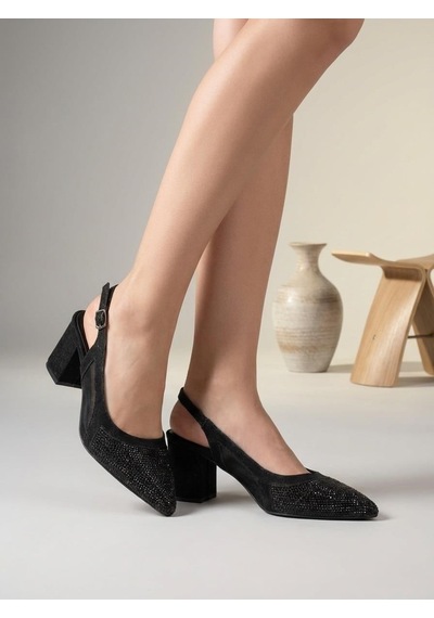 Nesilshoes Nesil Shoes Özma 7025 Siyah Taşlı Kadın Sandalet