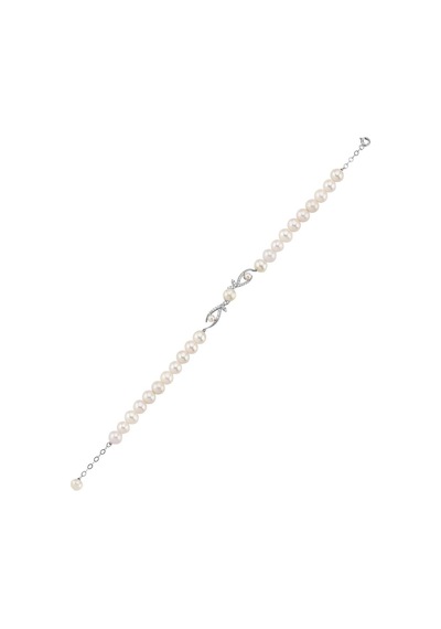 6,5 Mm Yaprak Taşlı Doğal İncili Bileklik 21 Cm / Sarı Sarı Sarı Altın