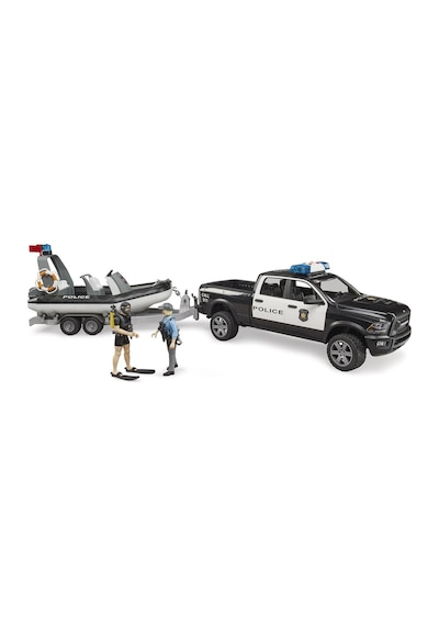 Bruder Ram 2500 Polis Aracı ,Römork, Zodyak, 2 Figür ve Aksesuarl