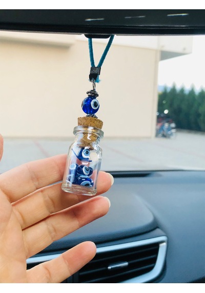 Cam Şişe Araba Süsü, Araba Nazarlık, Cam Aksesuar, Cam Şişe