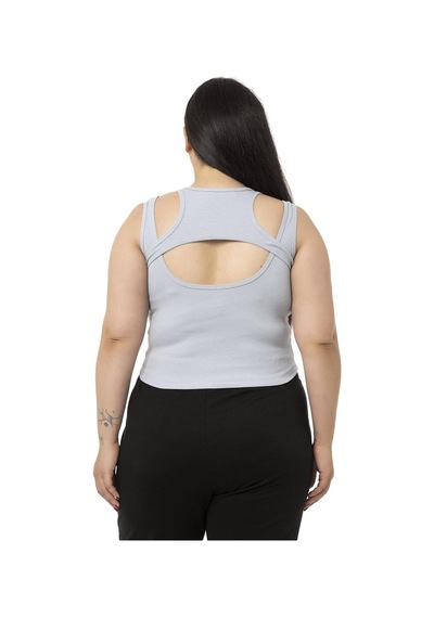 Disentis Büyük Beden Göğüs Dekolteli Fitilli Kaşkorse Gri Body-gri Gri
