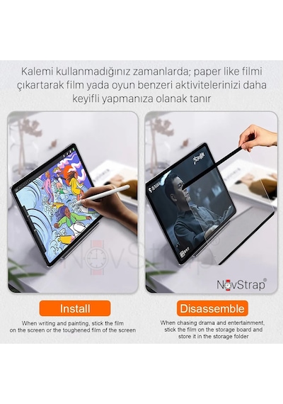 Novstrap Samsung Galaxy Tab S9 Fe Plus Sm-x610 İle Uyumlu Mıknatıslı Paper Like Ekran Koruyucu