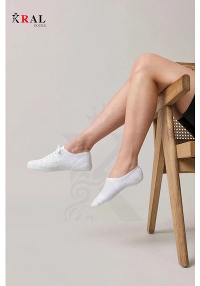 Kral Socks Kadın - Erkek 8 Li - 8 Çift Pamuklu Terletmez Yazlık Görünmez Çorap Seti Beyaz