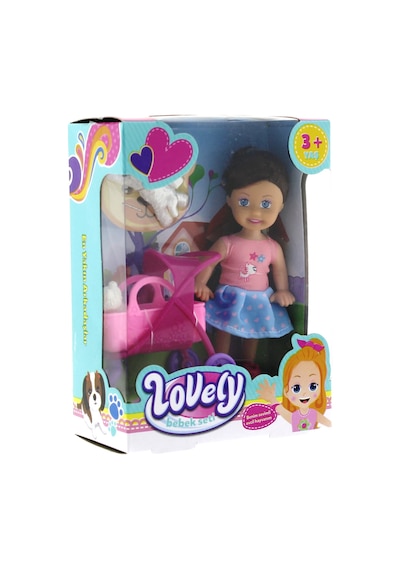 Lovely Mini Bebek Pembe Sepetli Evcil Hayvanlı Oyun Seti