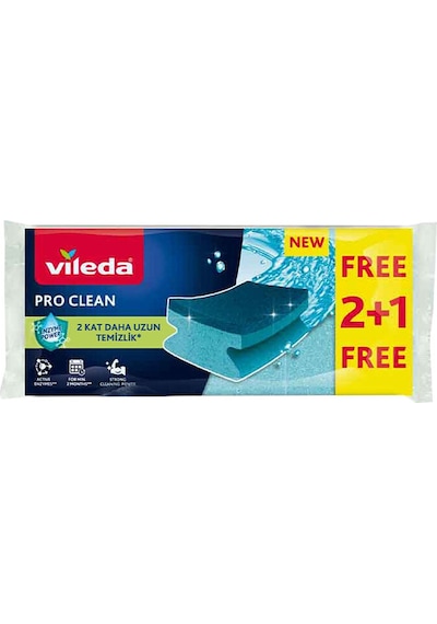 3 Adet Vileda Pro Clean Oluklu Sünger 2+1'li