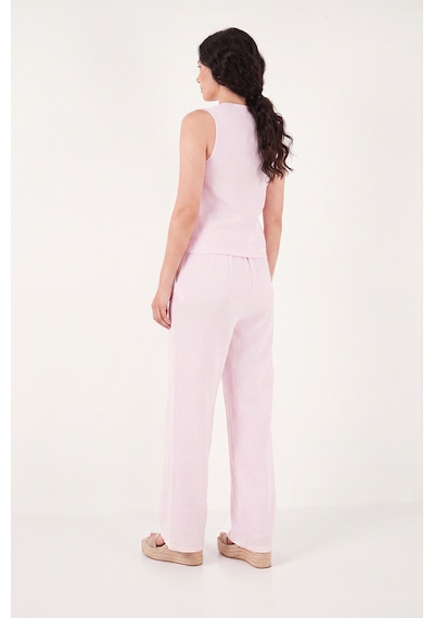 Lela Pamuklu Regular Fit Bağlama Detaylı Alt-üst Müslin Takım Bayan Takım 5866660 Pembe