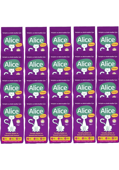Alice Smart Balıklı Tavuklu ve Sebzeli Yetişkin Kedi Maması 20 x 1 KG