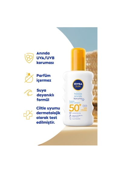 Nivea Sun Hassas Ciltlere Özel Anında Koruma Güneş Spreyi SPF50+ 200 ML