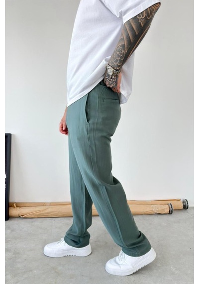 Haki Modal Kumaş Baggy Pantolon