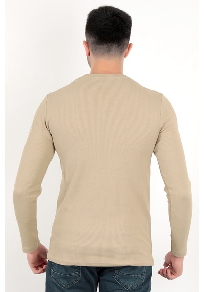 Giysa Erkek Vizon Bisiklet Yaka Slim Fit Esnek Waffle Kumaş Dokulu Uzun Kollu T-shirt - 5073-2 Vizon Giysa Erkek Vizon Bisiklet Yaka Slim Fit Esnek Waffle Kumaş Dokulu Uzun Kollu T-shirt - 5073-2 Vizon