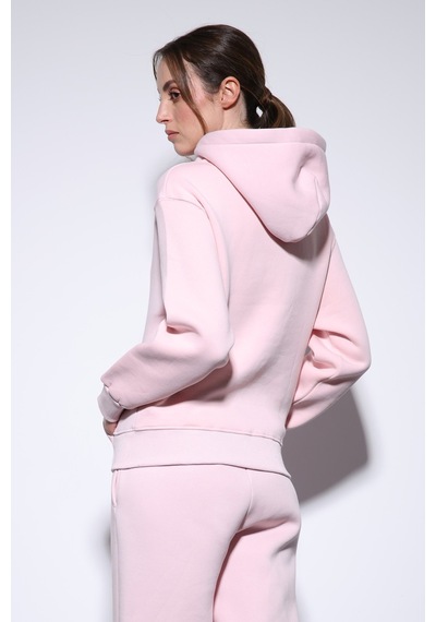 Antioch Kapüşonlu Basic Kadın Sweatshirt Pembe