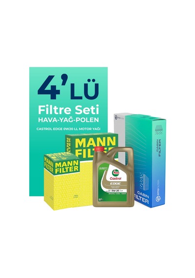 Mann Honda Hr-V 1.5 Benzin Filtre Bakım Seti Castrol Motor Yağlı (2015-2021) 4 Lü