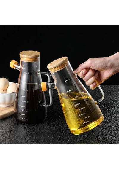 Mithra Life 2 Adet Bambu Kapaklı Borosilikat Cam Yağdanlık 900 Ml Mıt1071 Genel