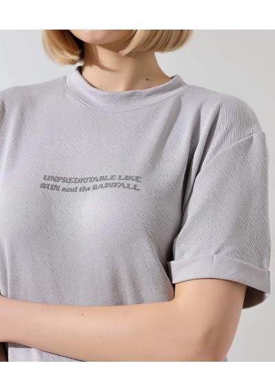 Genel Markalar Bisiklet Yaka Baskılı Slim Fit T-shirt - Boyalı Gri - Çok Renkli