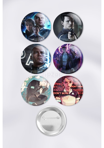 Detroit Become Human Video Oyun Çanta Süsü İğneli Buton Rozet Seti 6 Adet Altılı