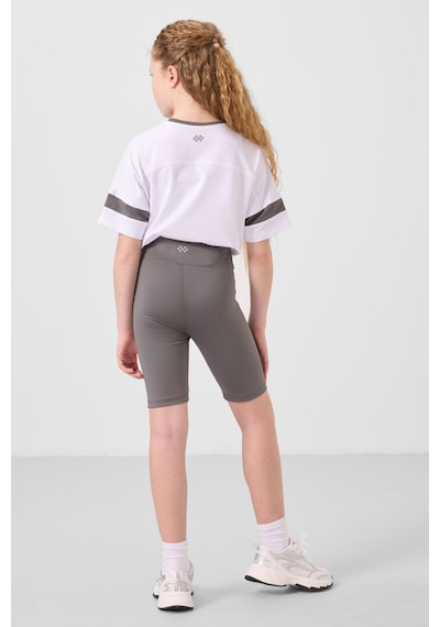 Tommylife Beyaz-koy U Gri V Yaka Kemer Detaylı Standart Fit Performans Kız Çocuk Tayt Takım - 75187 Beyaz
