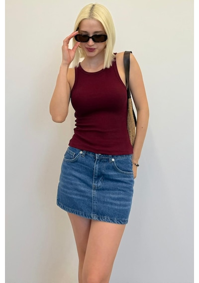 Madmext Bordo Kalın Askılı Regular Kesim Basic Atlet Mg2059 Bordo
