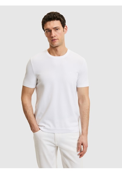 Beyaz Slim Fit Bisiklet Yaka Triko T-shirt