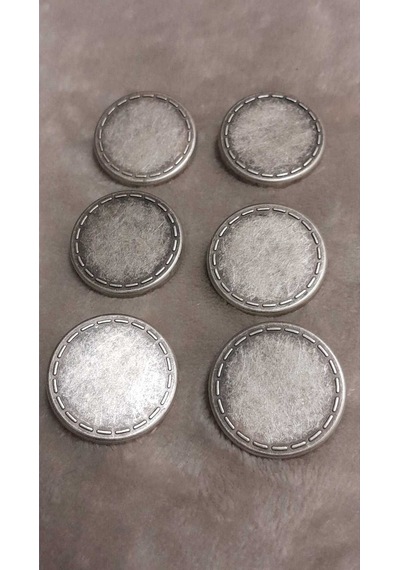 Antıkgümüş Kaplama Metal Düğme 45 Boy 30 Mm 6 Adet