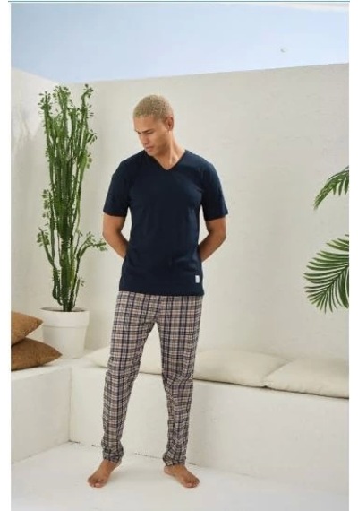 Moon Wear Erkek 2099 Erkek V.yaka Pijama Takım Lacivert