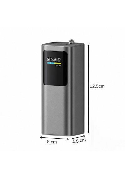 100w Ultra Hızlı Şarj Powerbank 20000 Mah Pd 3.0 Tft Ekranlı Dahili Type-c Kablolu Gri