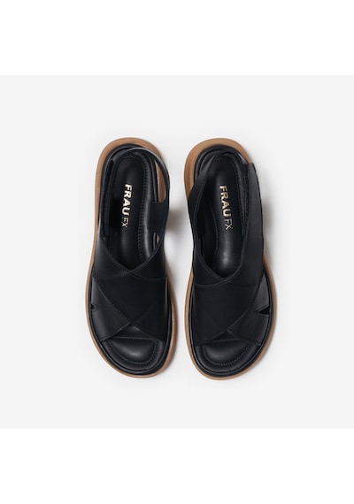 Nero Black Sandalet Kadın 49m1 Frau Cachemıre Comforttech Leather Sandals Wıth Back Strap siyah