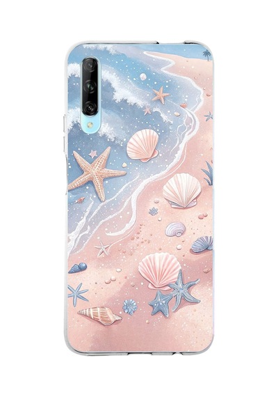 Huawei P Smart Pro Uyumlu Sahil Deniz Kabuğu Baskılı Silikon Kılıf