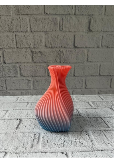Romantik Figürlü Süslük Vazo Modern Tasarım 15 Cm Pembe