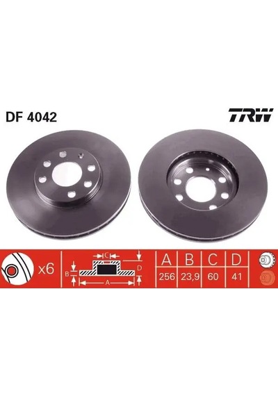 Opel Astra G Fren Diski On 1998-2009 Trw Df4042 2adettir