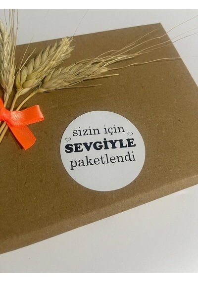 Sizin İçin Sevgiyle Paketlendi Siyah Yazılı Yuvarlak Yapışkanlı Etiket 5x5 Cm 100 Adet