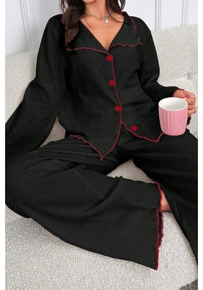 Bella Notte Kadın Siyah Uzun Kollu Pijama Takımı