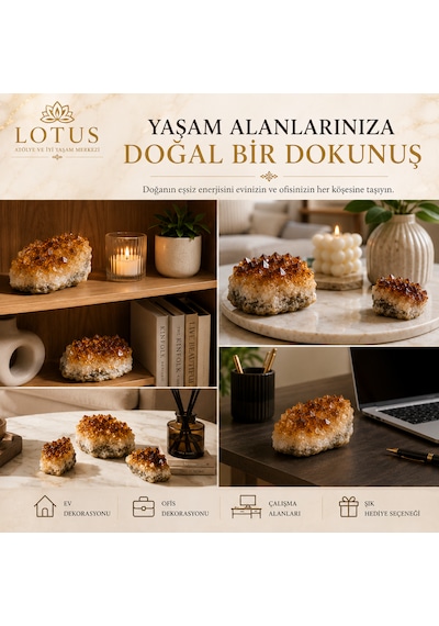 Premium Brezilya Doğal Sitrin Ham Taşı Doğal Kristal Dekor Taşı 100g