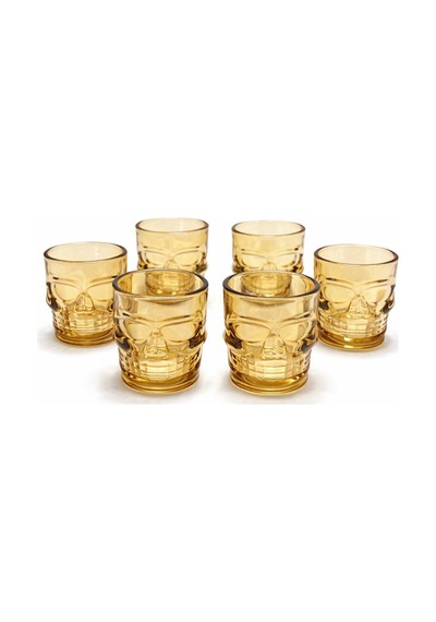 1 Adet Kurukafa Cam Shot Bardağı Cam Shot Glass, Kurukafa Desenli Mini Bardağı, Bar Parti Kullanımı, 6x5 Cm