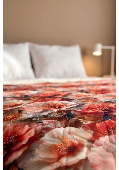 Gelincik Çiçeği 5d Çok Amaçlı Çift Kişilik Baskılı Pike & Yatak Örtüsü 200x220 Cm Çok Renkli